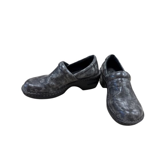 B.O.C Womens Gray Croc-Embossed Clogs Mules Size 7 SKU 7182 - Picture 2 of 9